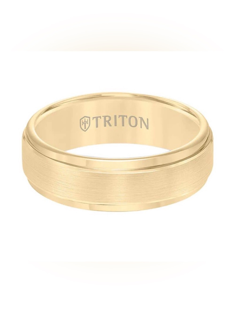 NWT [Triton] 6mm Tungsten Carbide Step Edge Comfort Wedding Band in Gold Mens 11 - Picture 3 of 14